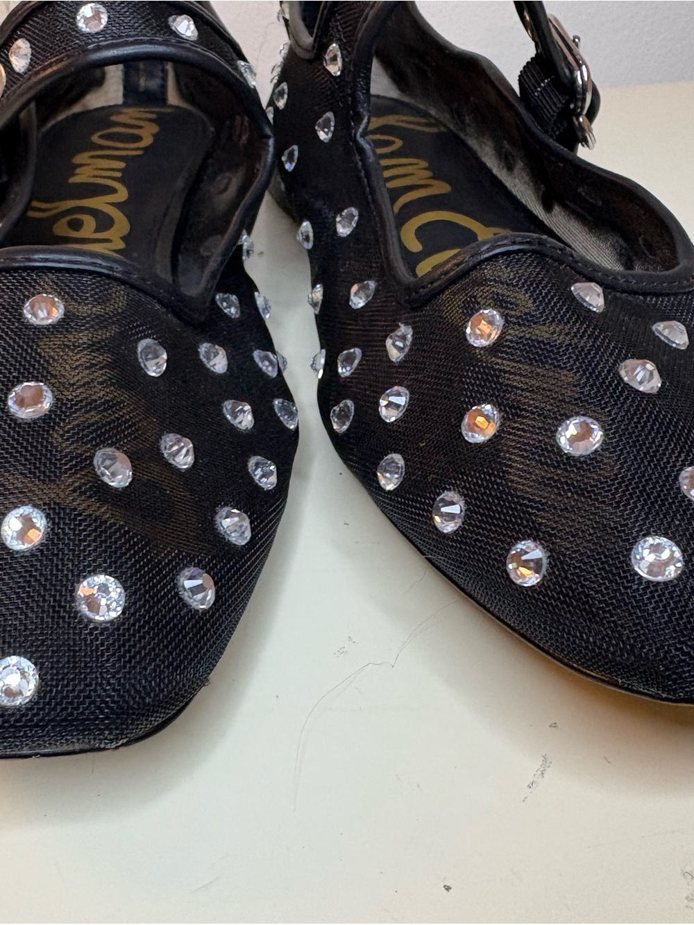 Sam Edelman Black Crystal Michaela Shine Mary Jane Flats | Size 8 1/2 - Picture 6 of 12